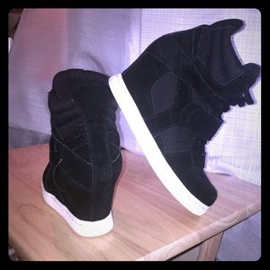 ASH Bowie Black Suede Wedge Sneaker EUR 37 US 7